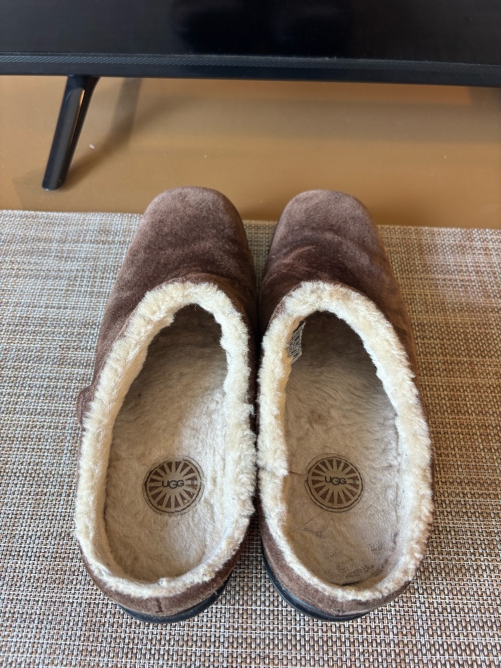 UGG Brown Suede Shearling-Lined Women's Clog Mules - Picture 3 of 10